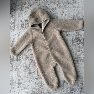 Jamie Kay Teddy Fleece Hooded One-Piece - Beige